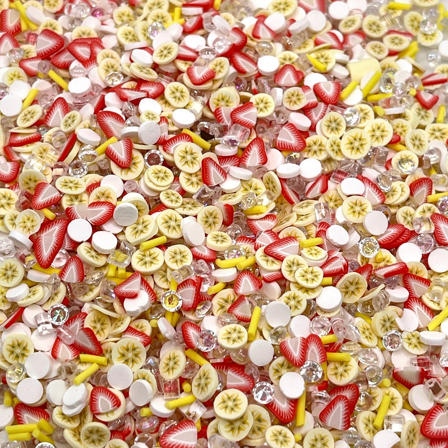 FAKE Strawberry Banana Fruit Polymer Clay Sprinkle Mix (NOT EDIBLE) D10-02