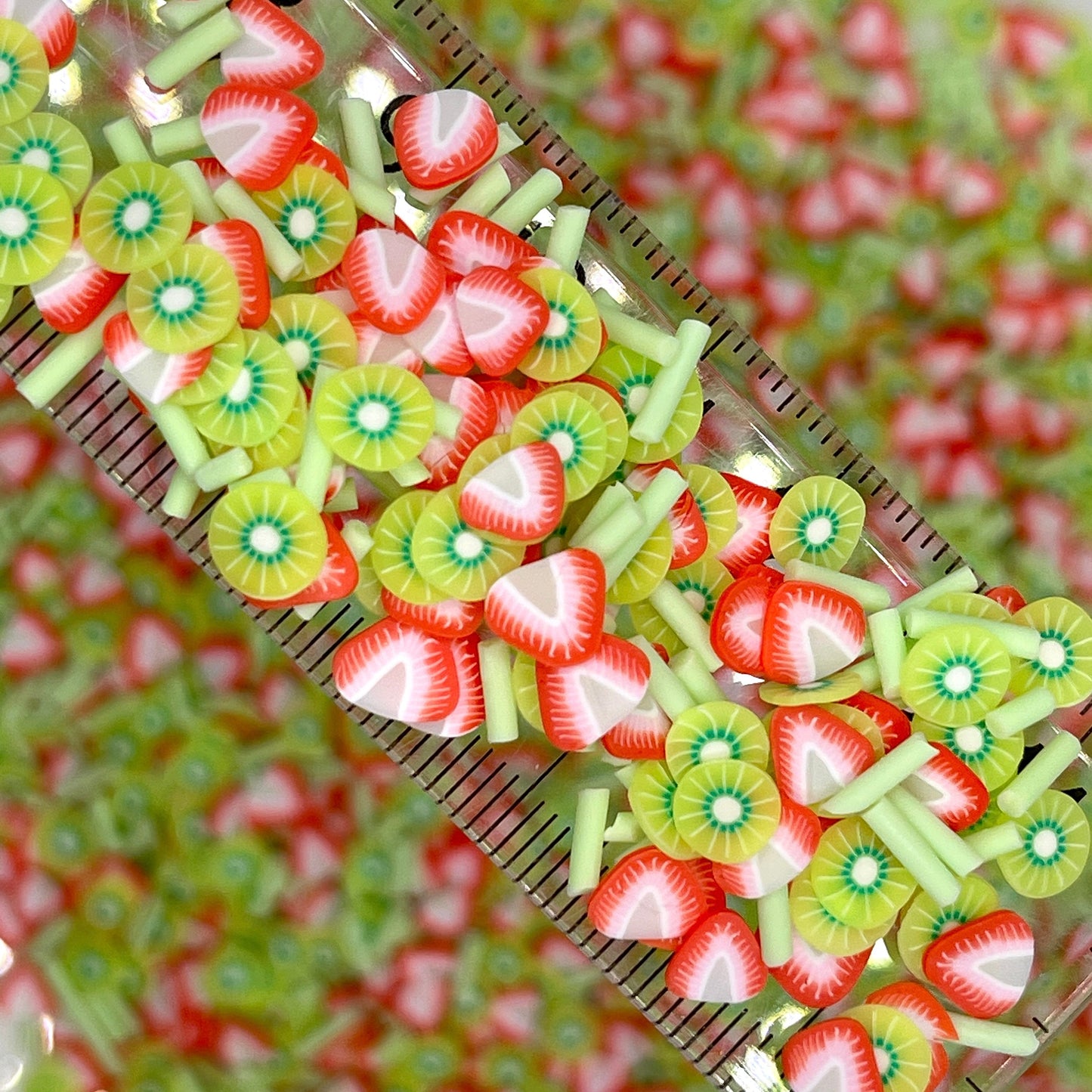 FAKE Strawberry Kiwi Fruit Polymer Clay Sprinkle Mix (NOT EDIBLE) D10-11