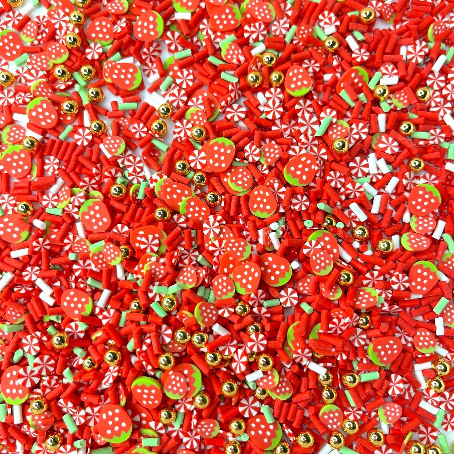 FAKE Strawberry Peppermint, Fruit Polymer Clay Sprinkle Mix (NOT EDIBLE) D48-08