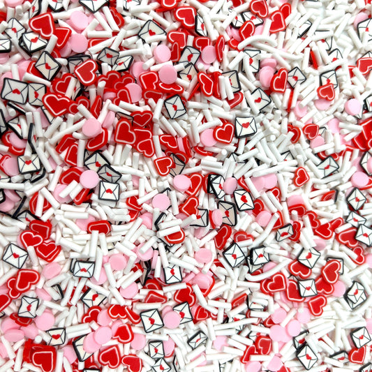 FAKE White Love Letter, Valentine Polymer Clay Sprinkle (NOT EDIBLE) D15-24