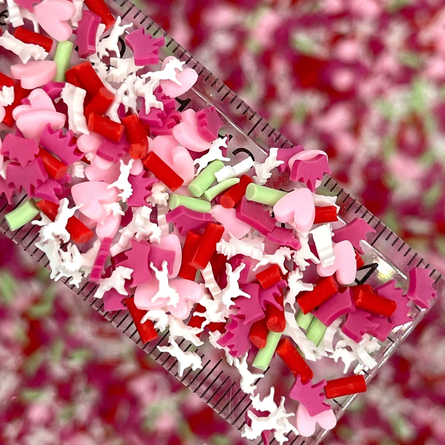 FAKE White Unicorn Heart, Animal Polymer Clay Sprinkle Mix (NOT EDIBLE) D6-14