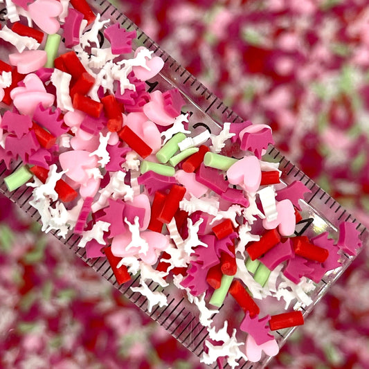 FAKE White Unicorn Heart, Animal Polymer Clay Sprinkle Mix (NOT EDIBLE) D6-14