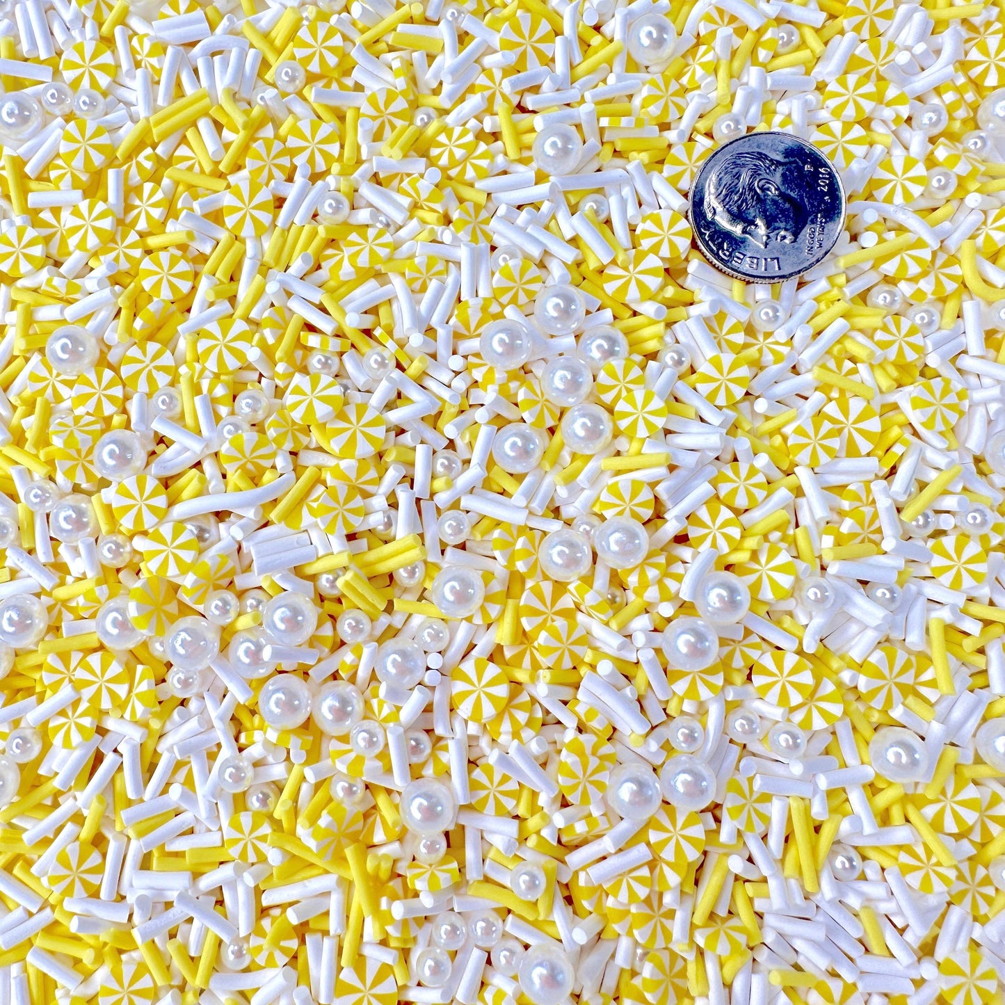 FAKE Yellow White Peppermint Polymer Clay Sprinkle (NOT EDIBLE) D45-23