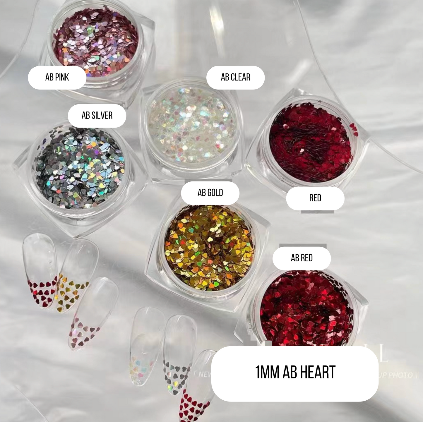 1MM Translucent/AB/Metallics Heart Glitter Confetti (3G Jar)
