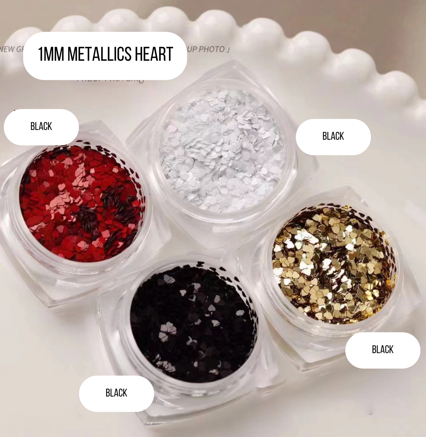 1MM Translucent/AB/Metallics Heart Glitter Confetti (3G Jar)