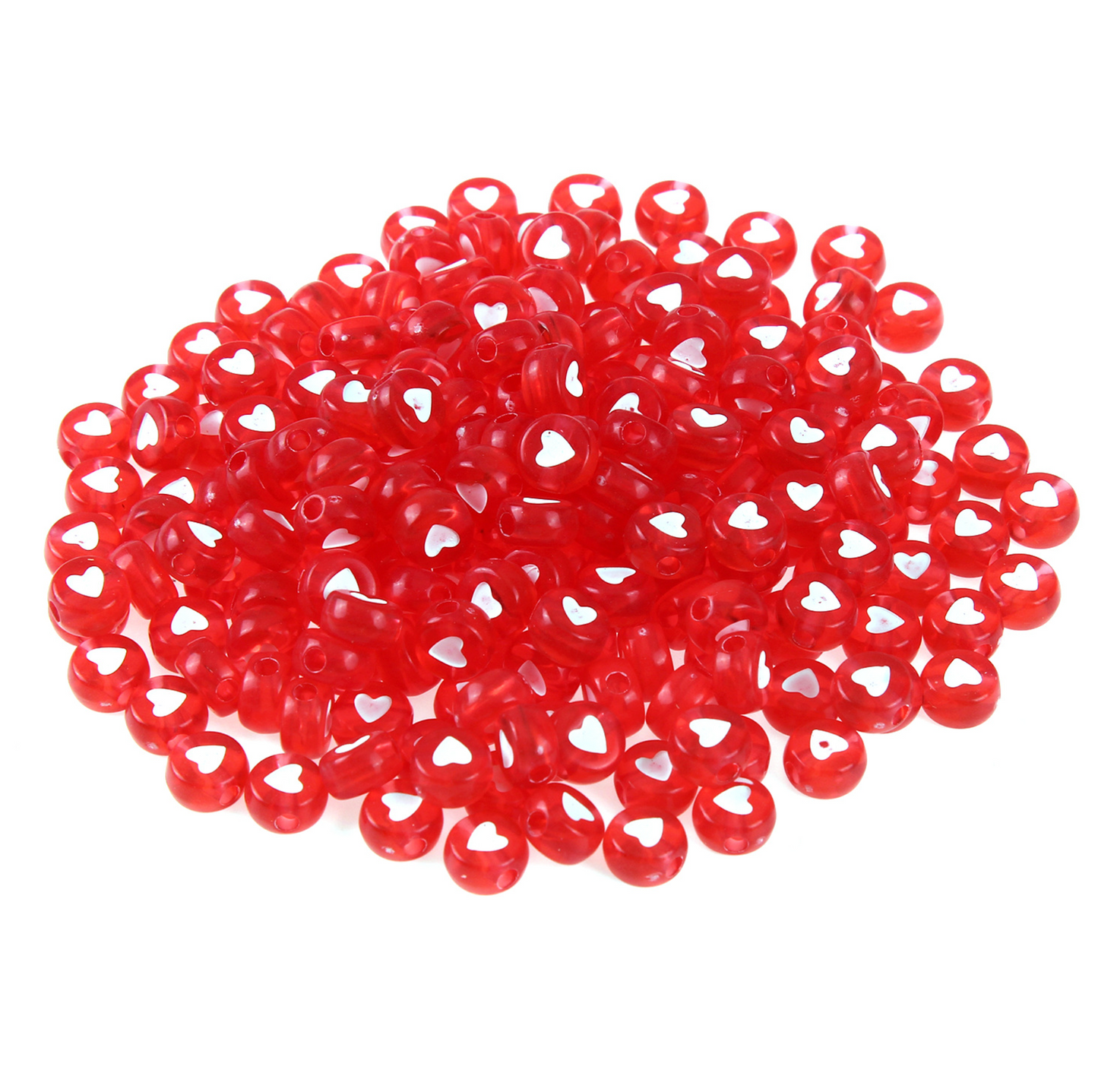 7MM Translucent Heart Acrylic Flat Round Beads