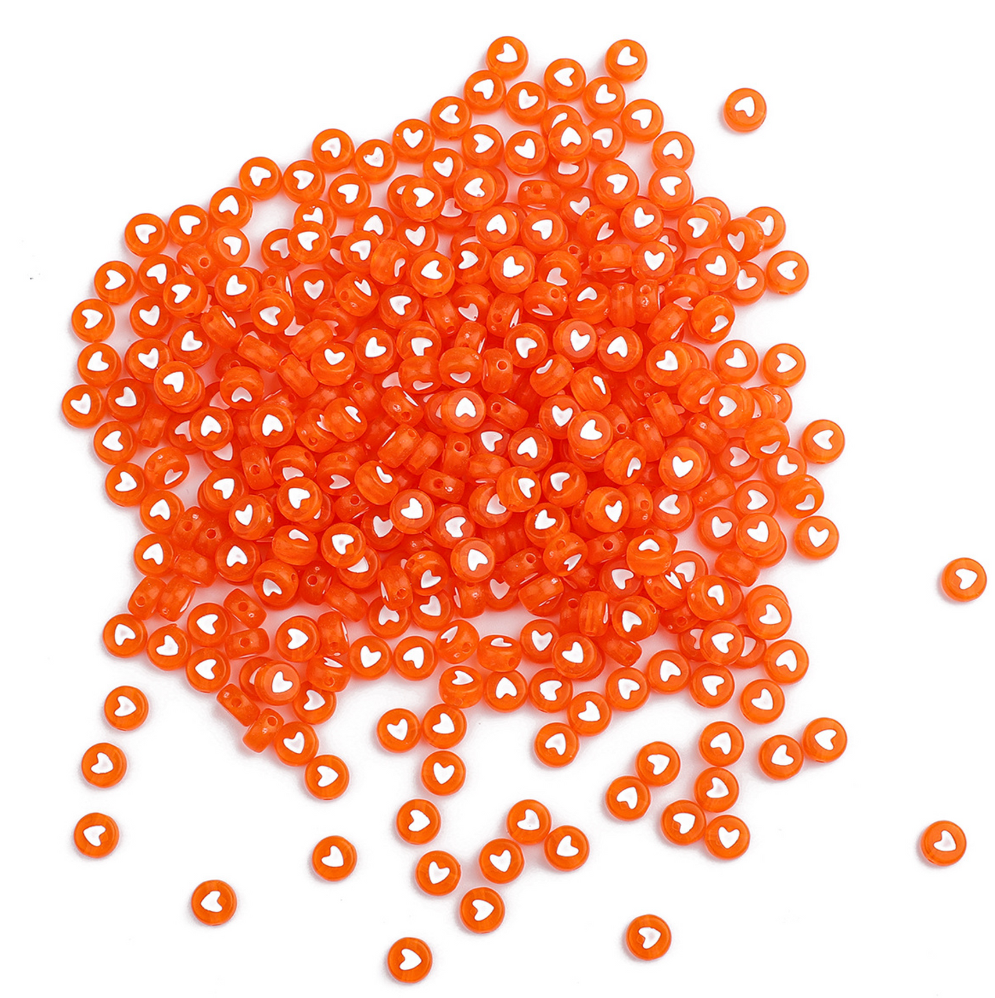 7MM Translucent Heart Acrylic Flat Round Beads