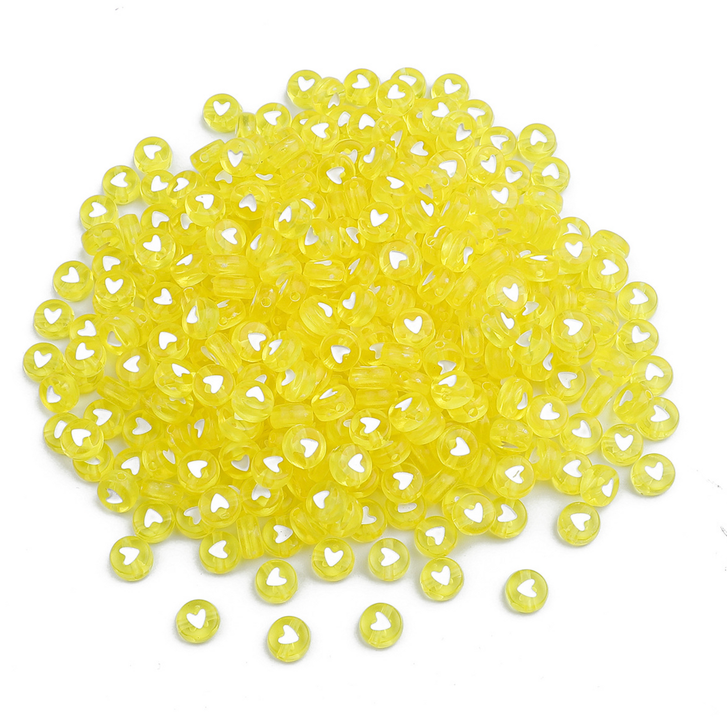 7MM Translucent Heart Acrylic Flat Round Beads