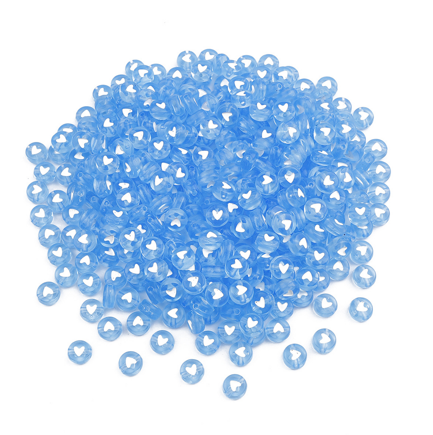 7MM Translucent Heart Acrylic Flat Round Beads