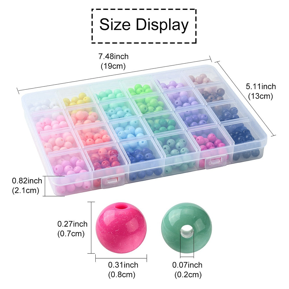8MM Solid Colors Acrylic Round Bead Kits (600 Beads)
