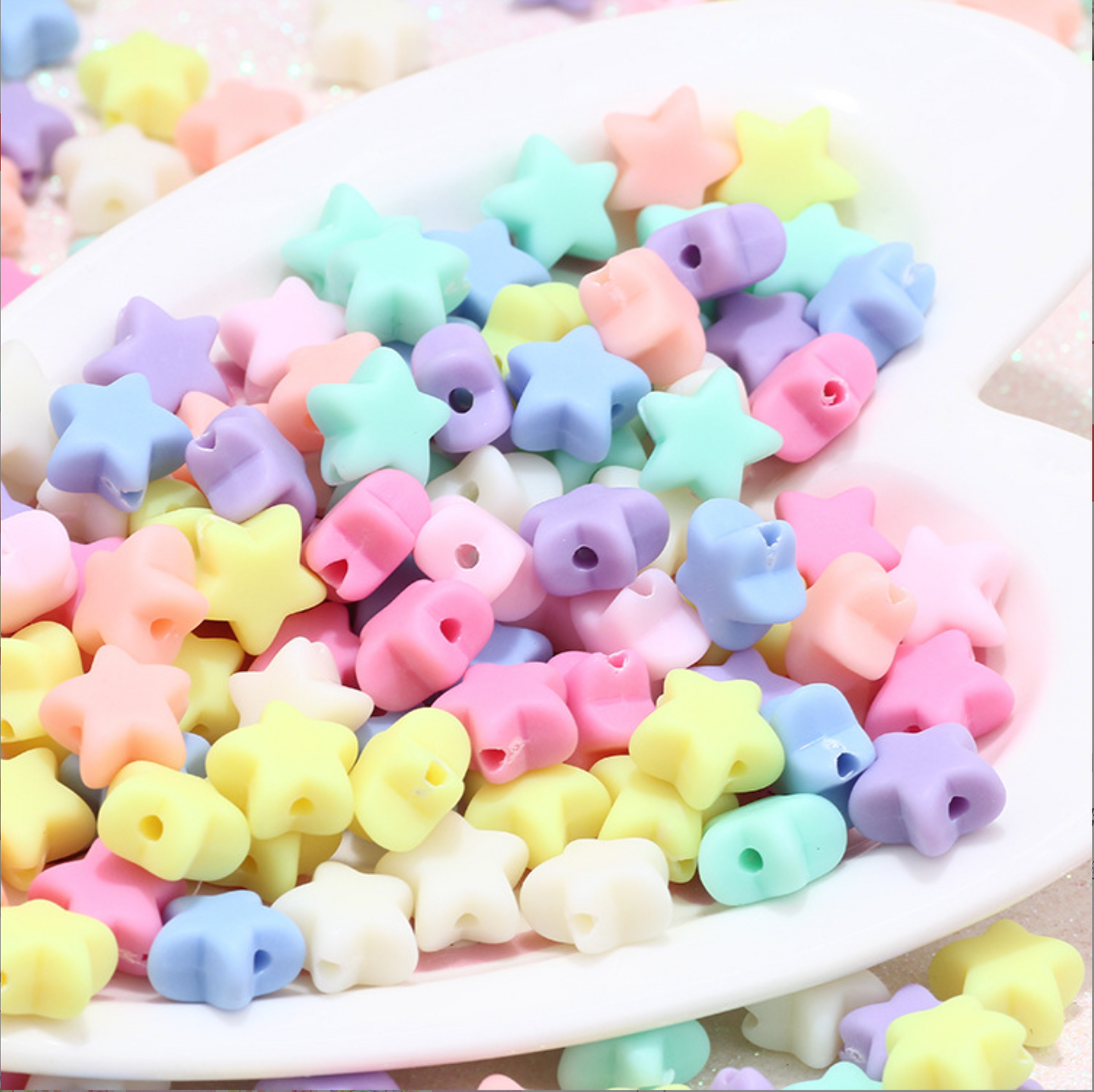 11MM Matte Pastel Acrylic Star Spacer Beads