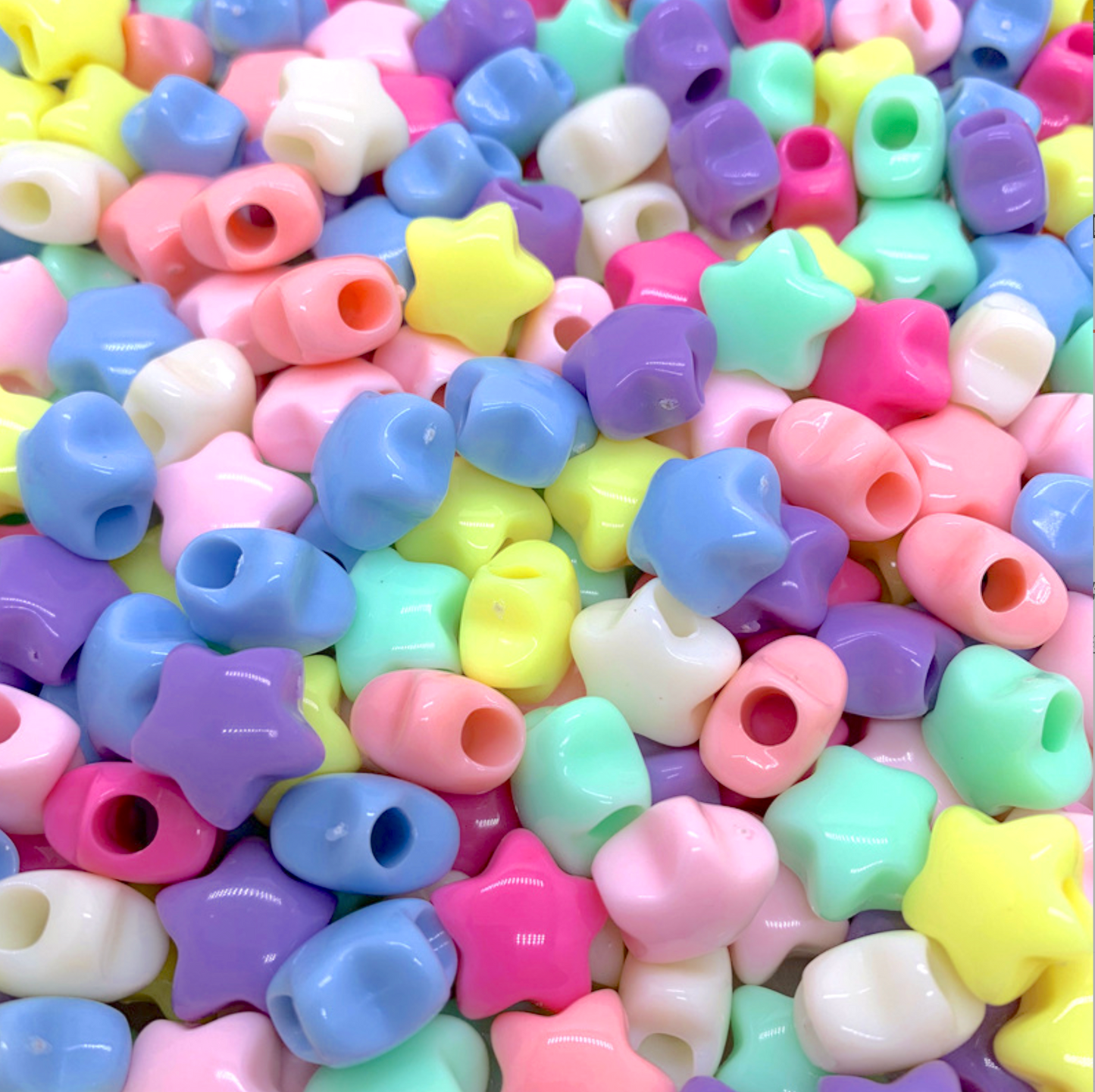 BULK 14MM Pastel Puffy Star Acrylic Spacer Beads