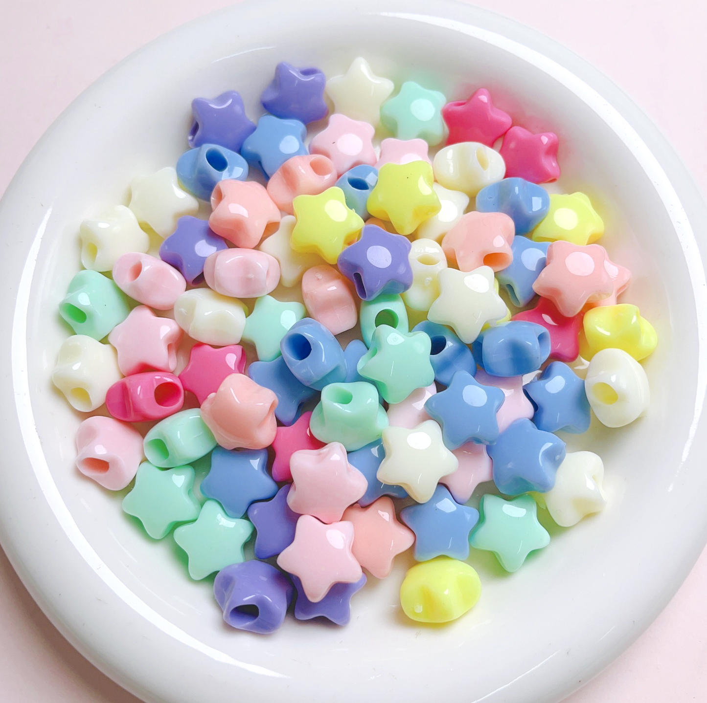 BULK 14MM Pastel Puffy Star Acrylic Spacer Beads