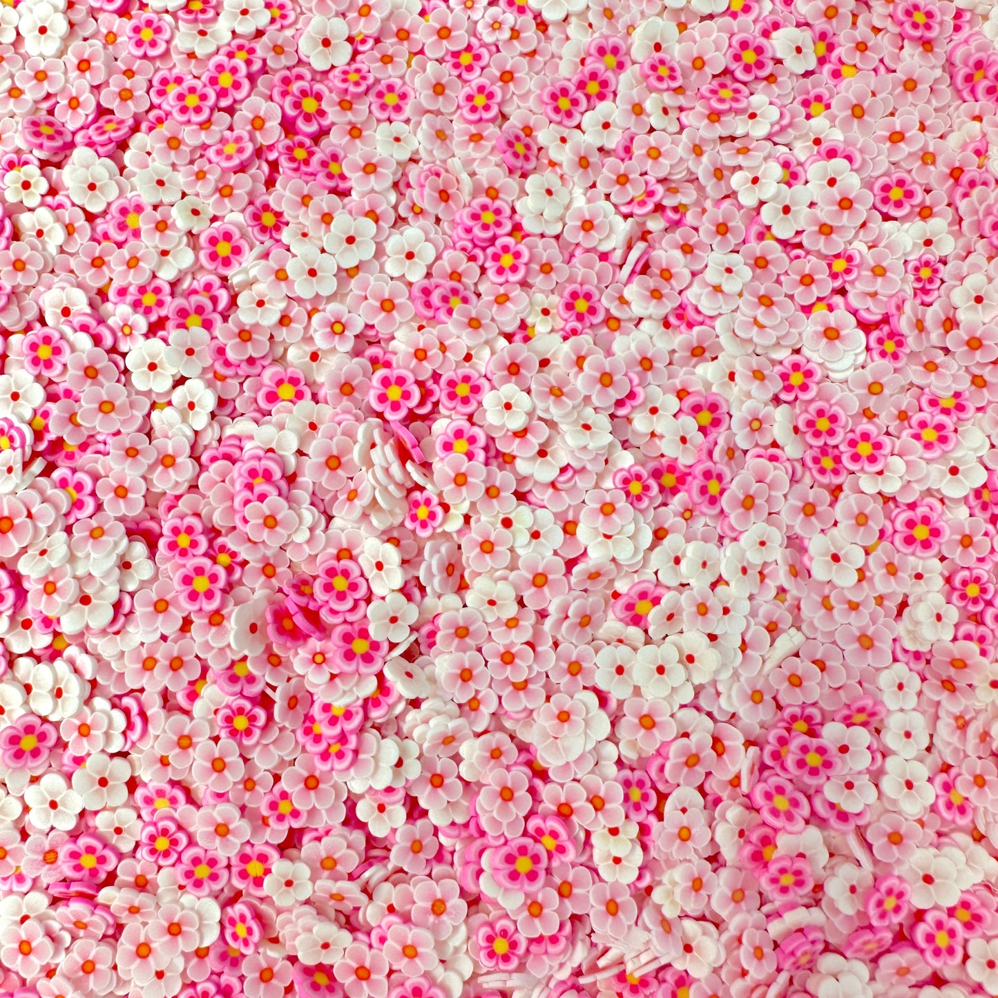 FAKE Romantic Pink White Flower,Floral Polymer Clay Sprinkle (NOT EDIBLE) D15-18