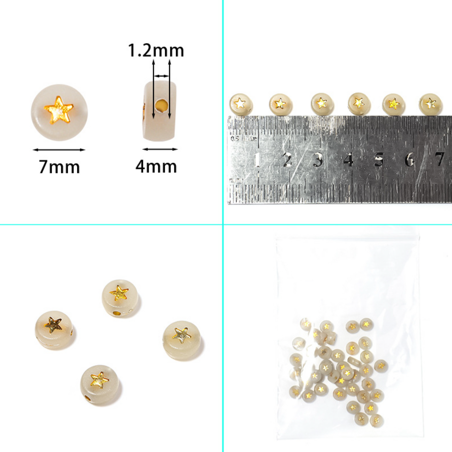 7MM Mixed Number Glow-in-the-Dark Acrylic Flat Round Beads