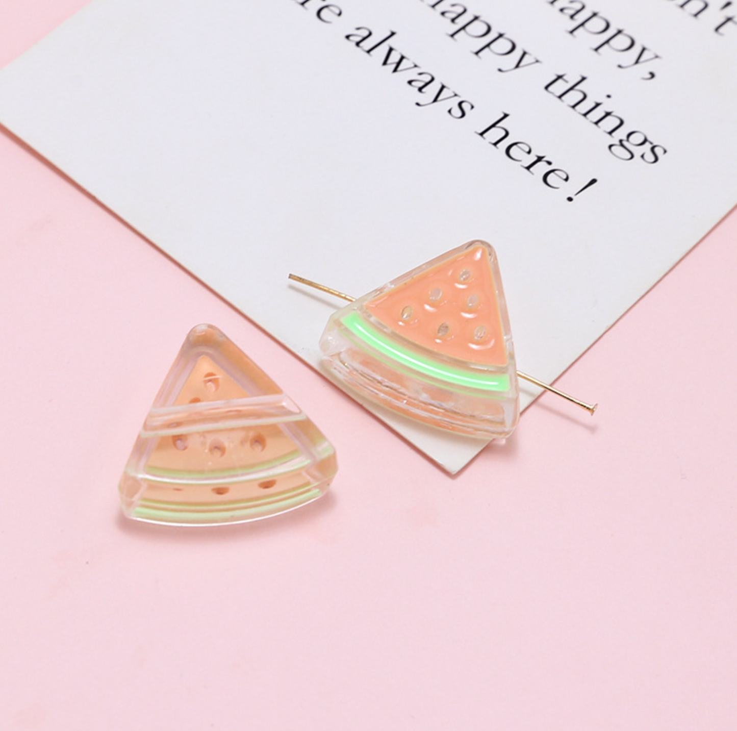 Chunky 26MM Watermelon Slice Enamel Acrylic Beads