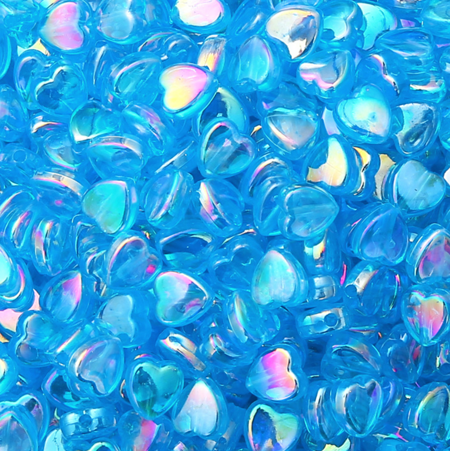 8MM Blue Transparent Acrylic Heart Spacer Beads with Vertical Hole