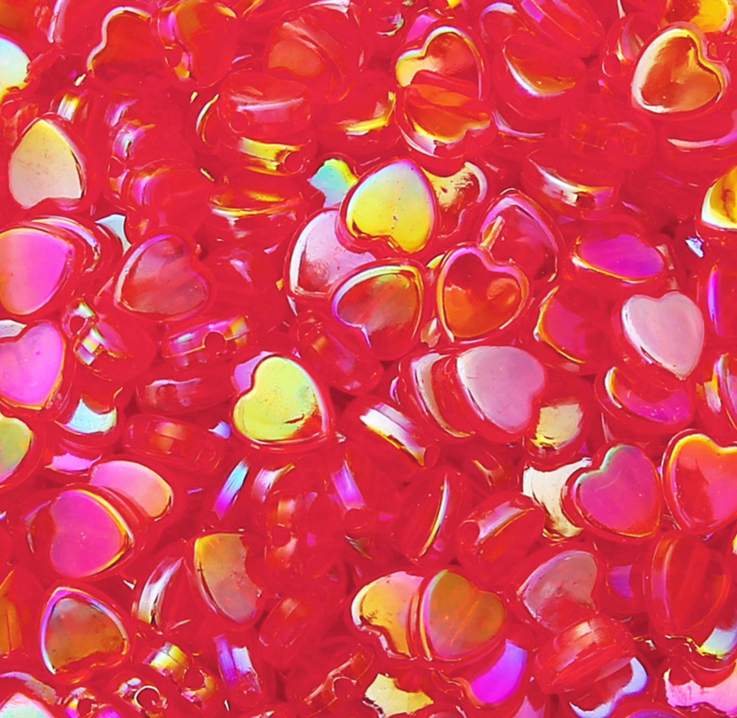 8MM Dark Pink Transparent Acrylic Heart Spacer Beads with Vertical Hole
