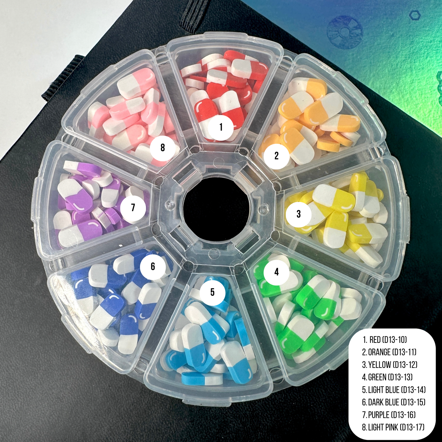 5MM/10MM Rainbow Pills, Medical Themed Polymer Clay Sprinkle Set/Box