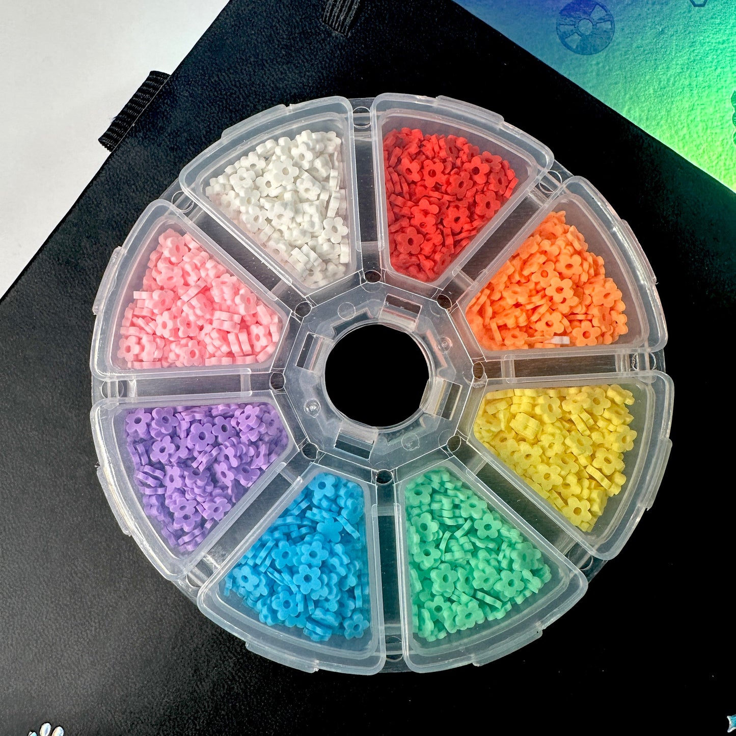 Rainbow Daisy Flower Outline, Floral Themed Polymer Clay Sprinkle Set/Box