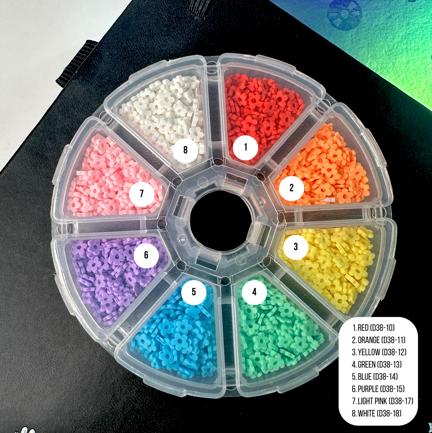 Rainbow Daisy Flower Outline, Floral Themed Polymer Clay Sprinkle Set/Box