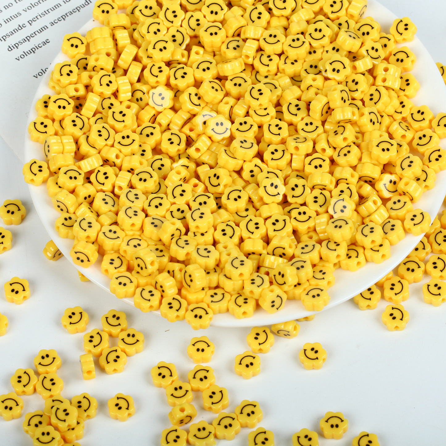 10MM Yellow Cloud Smiley Face Acrylic Beads