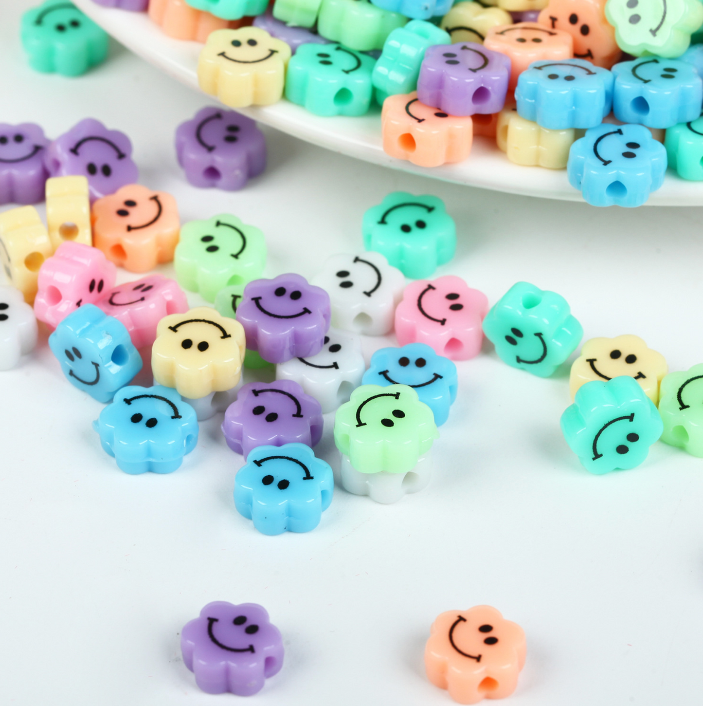 10MM Mixed Color Cloud Smiley Face Beads