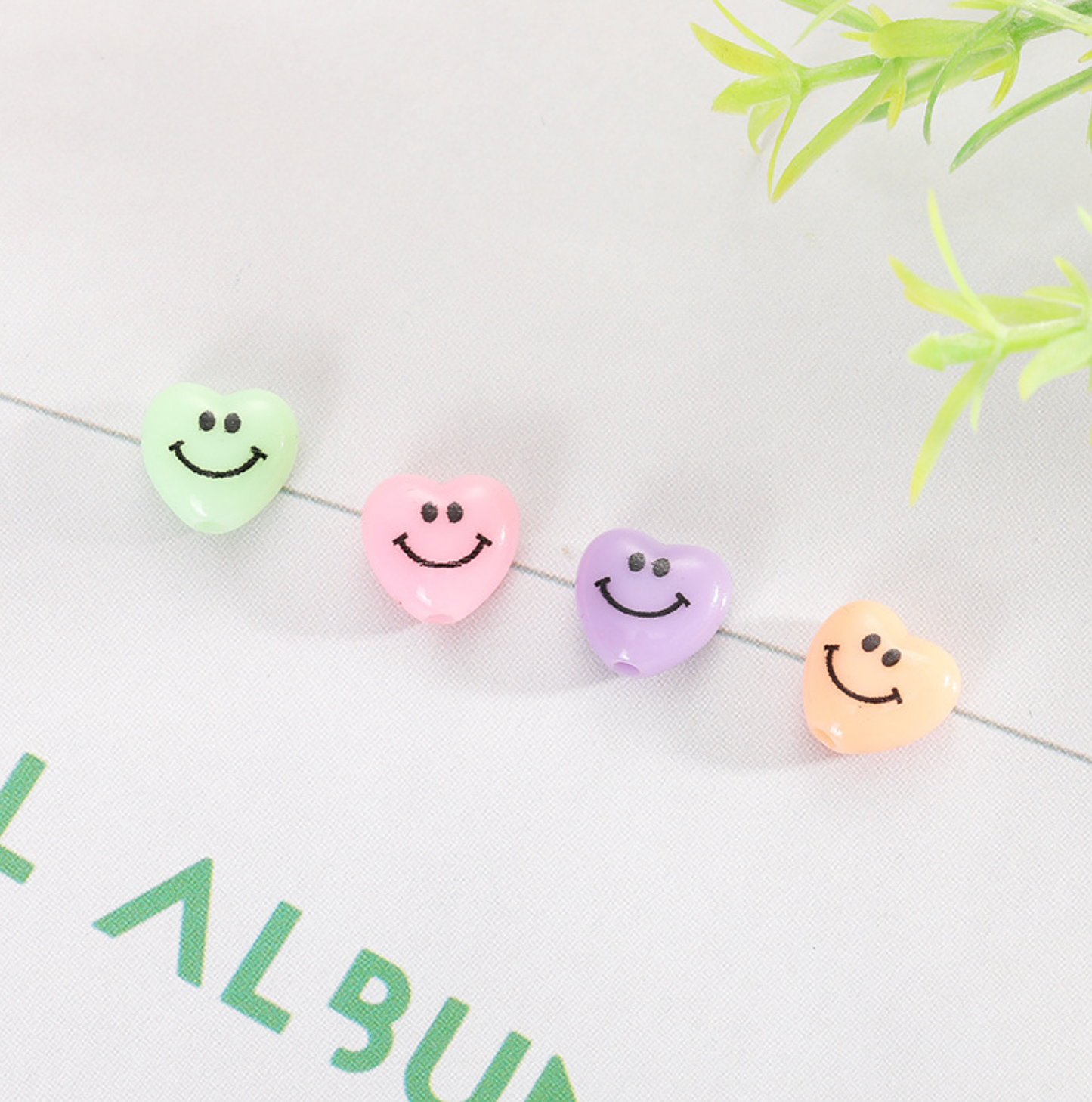 10MM Mixed Color Heart Shaped Smiley Face Beads
