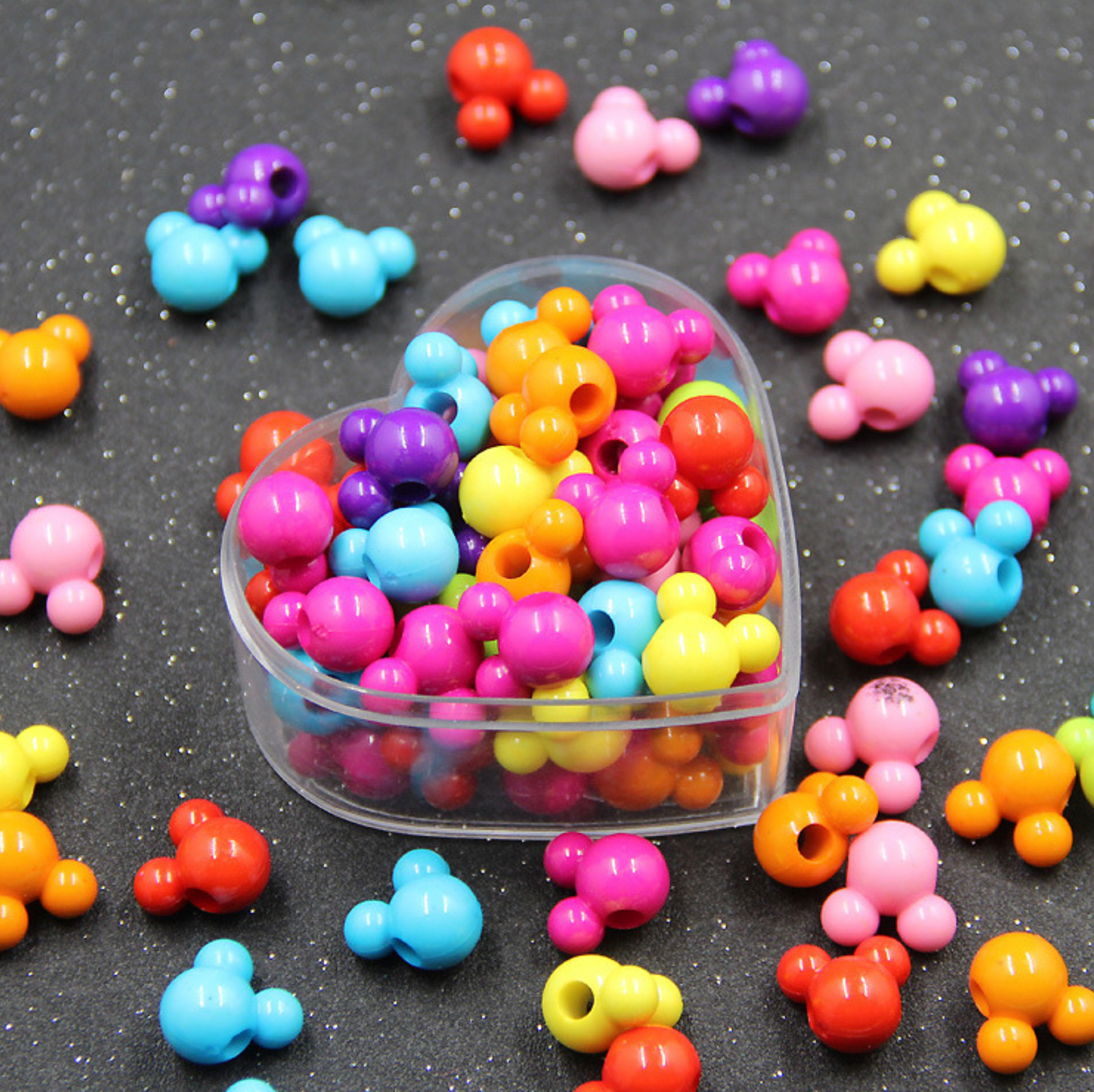 10MM Bright Neon Mouse Head Acrylic Spacer Beads