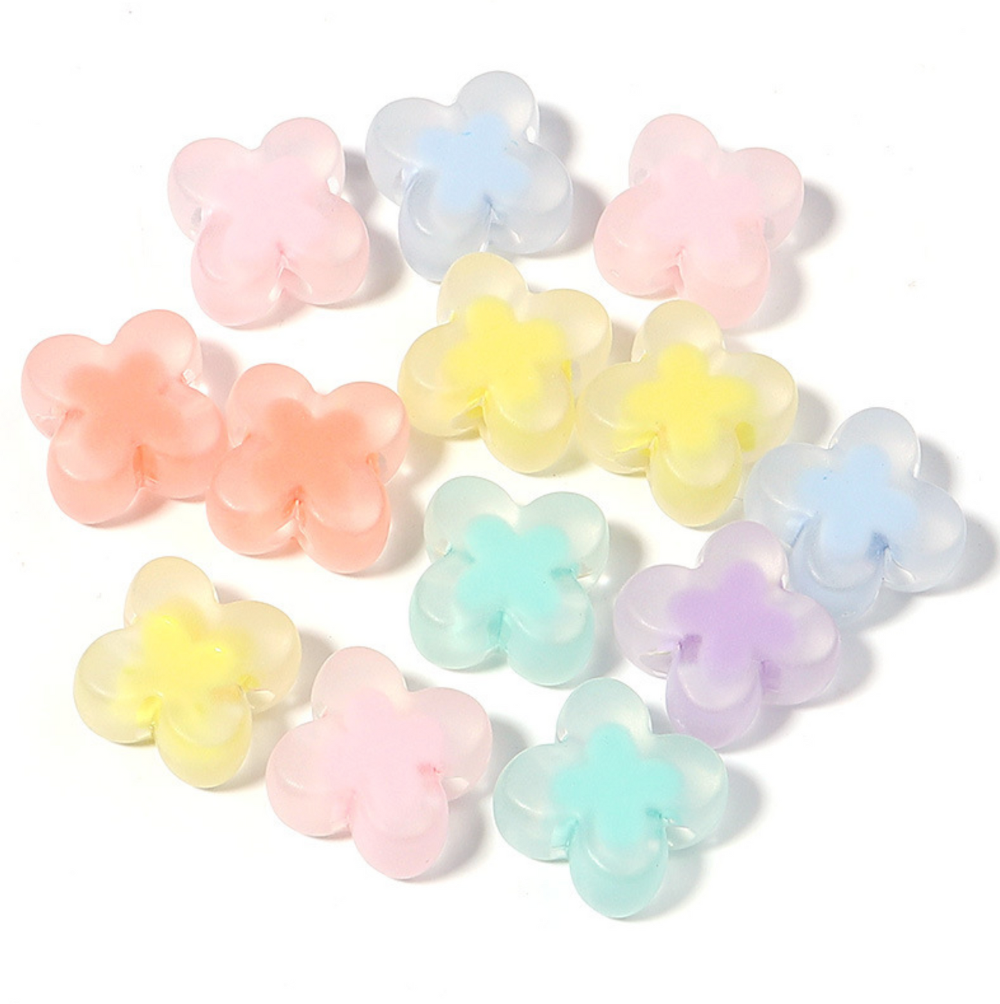 Chunky 15MM Frosted Clover Shaped Acrylic Spacer Beads