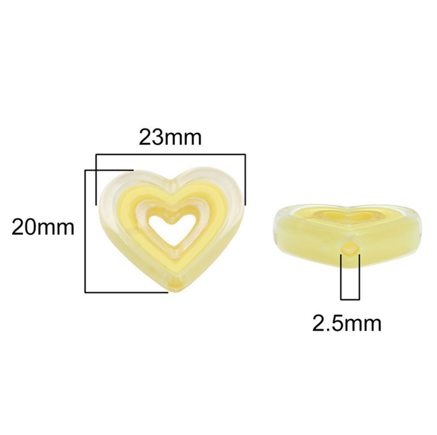 Chunky 23MM x 20MM Colorful Heart Cutout Acrylic Bead