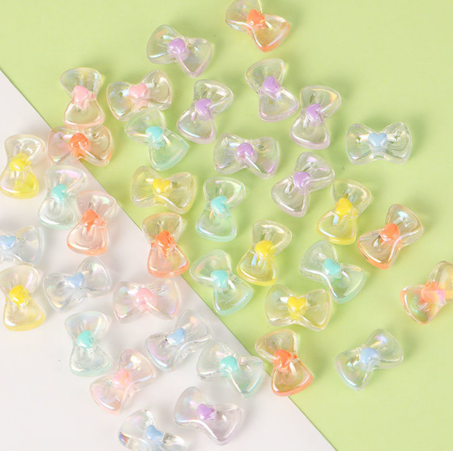 11MM AB Bow Shaped Acrylic Spacer Beads
