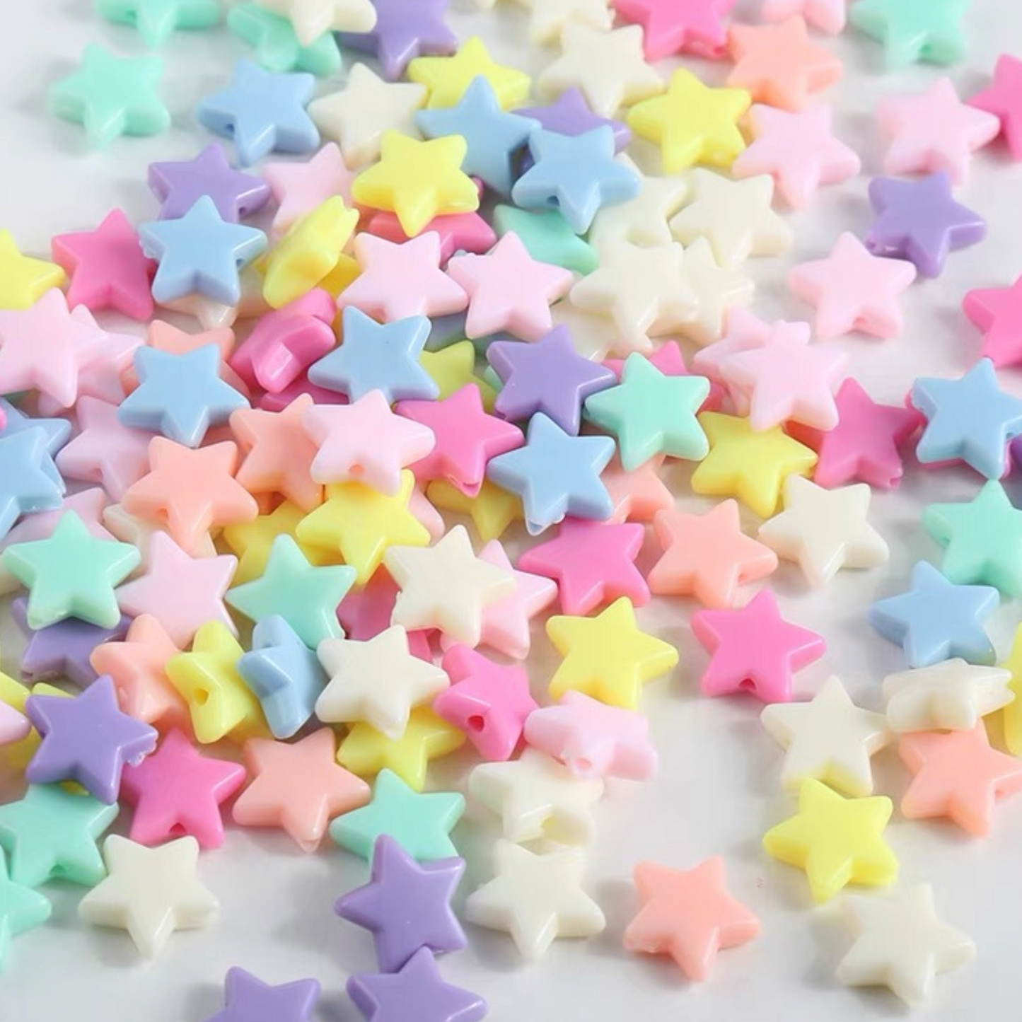 10MM Cute Kawaii Pastel Acrylic Star Spacer Beads