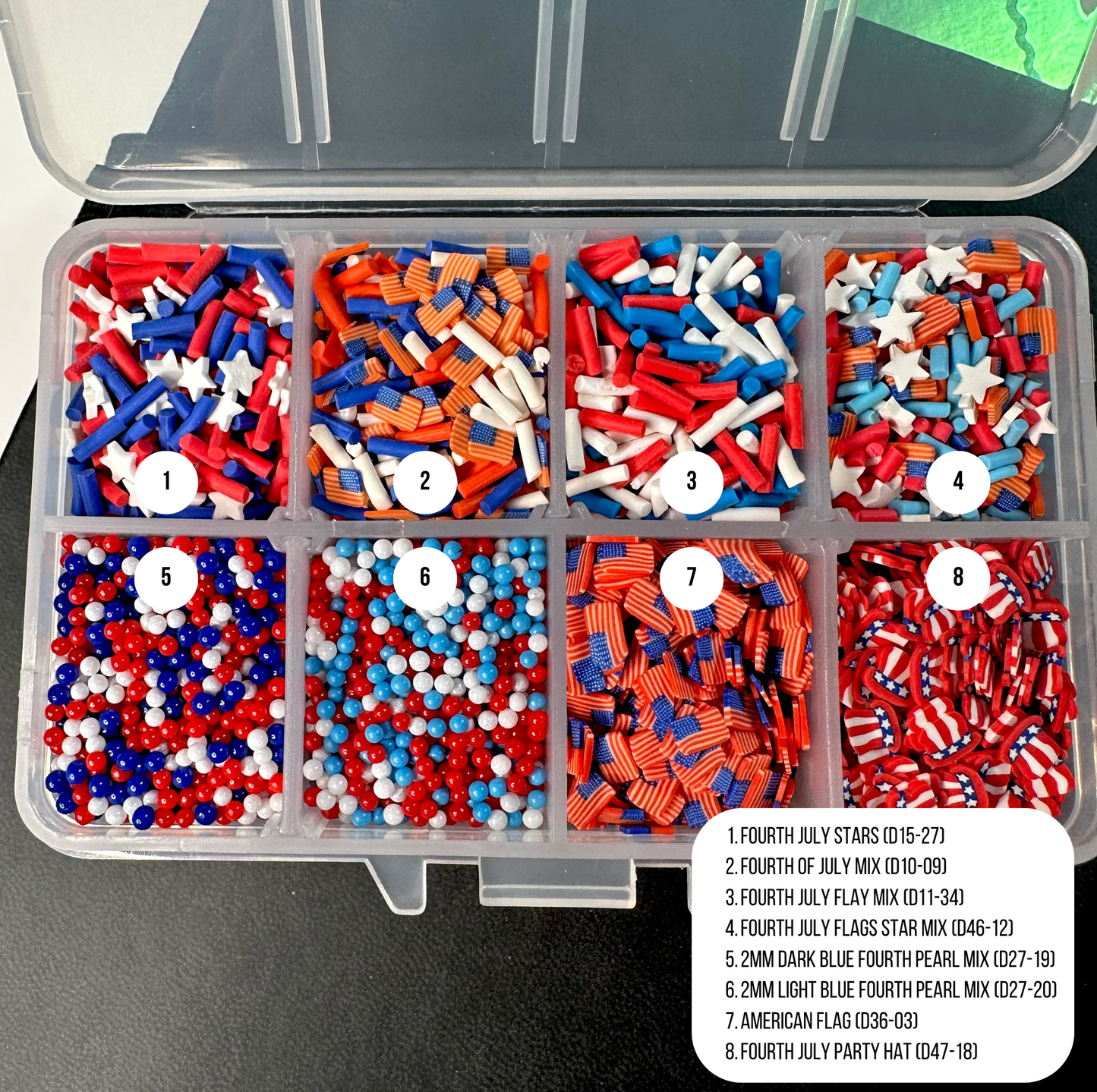 Fourth of July Themed, USA Polymer Clay Sprinkle Set/Box