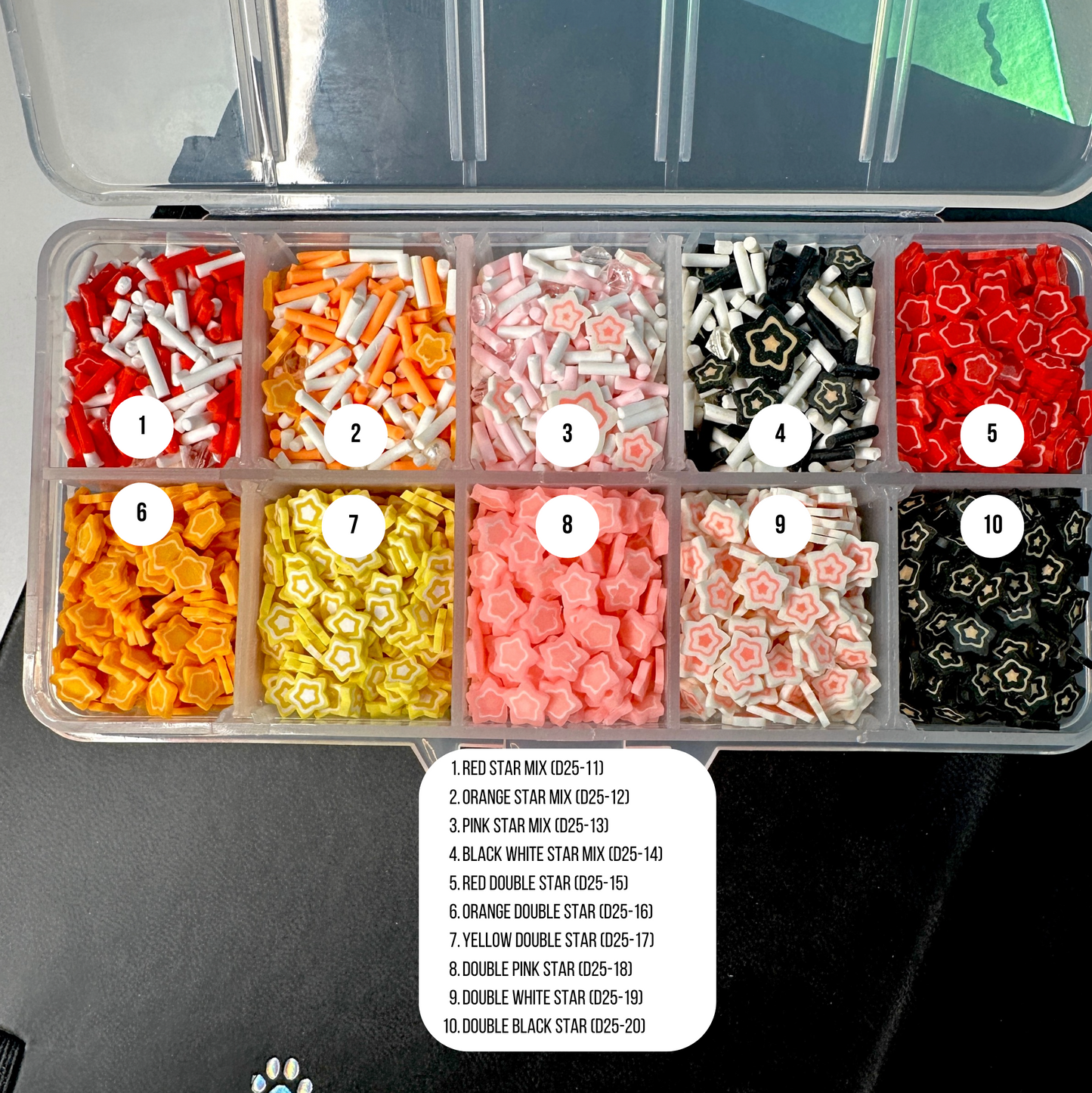 Rainbow Double Star Themed Polymer Clay Sprinkle Set/Box