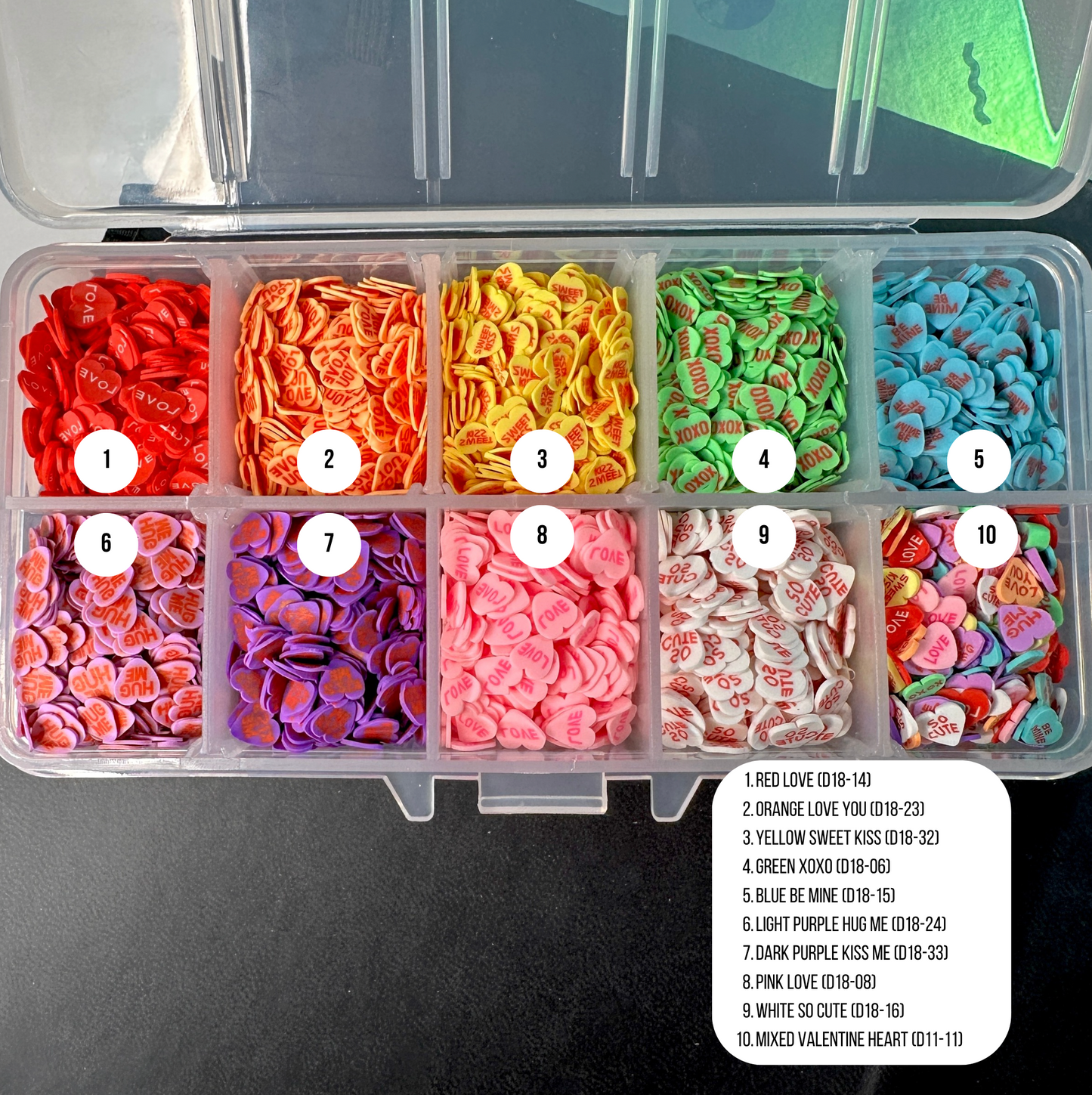 Rainbow Valentine's Conversation Heart Themed Polymer Clay Sprinkle Set/Box