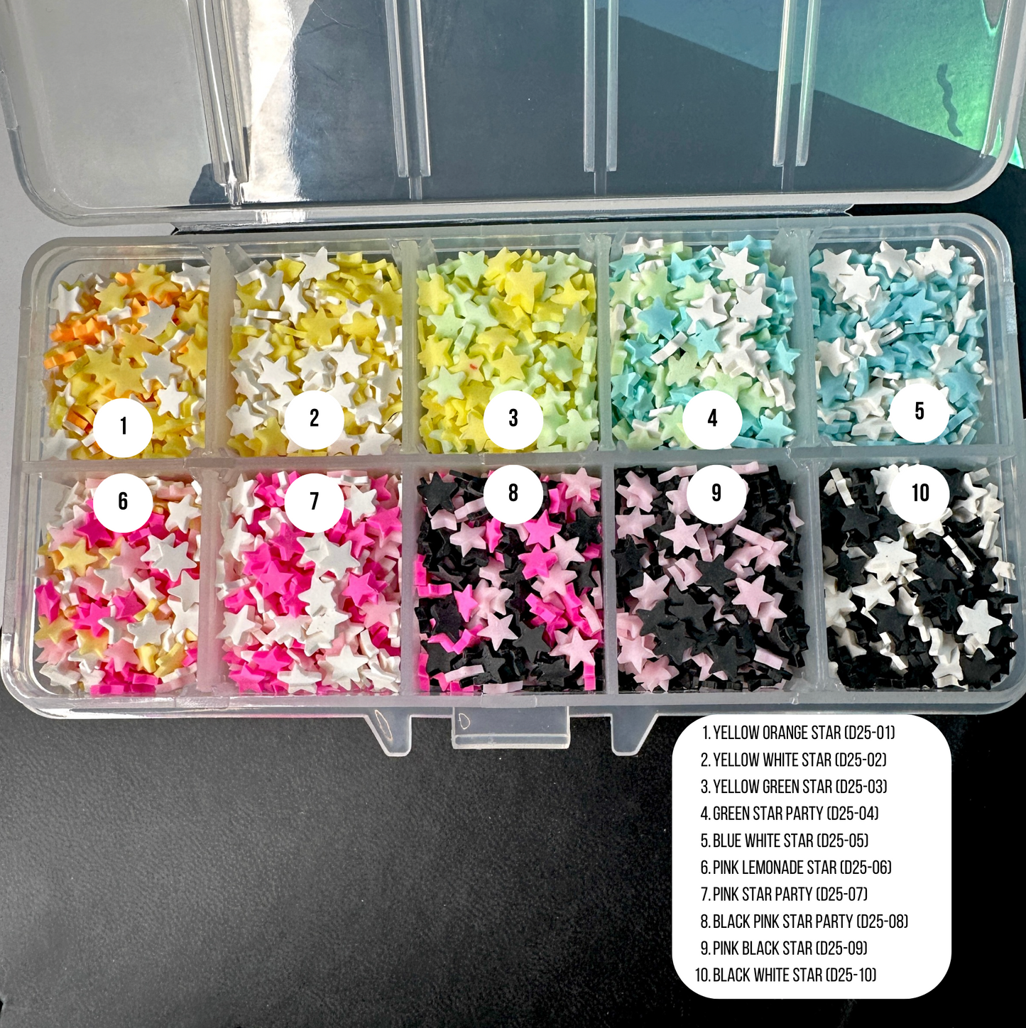 Rainbow Star Mixes Themed Polymer Clay Sprinkle Set/Box
