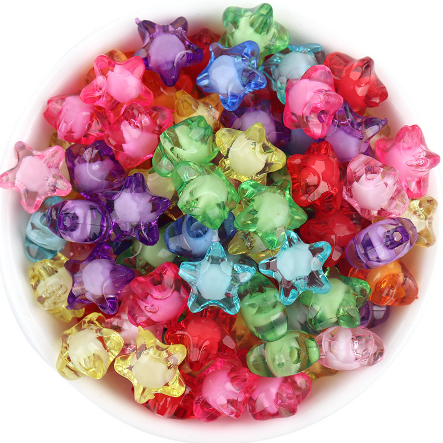 11.7MM Mix Colors Transparent Acrylic Rainbow Star Spacer Beads