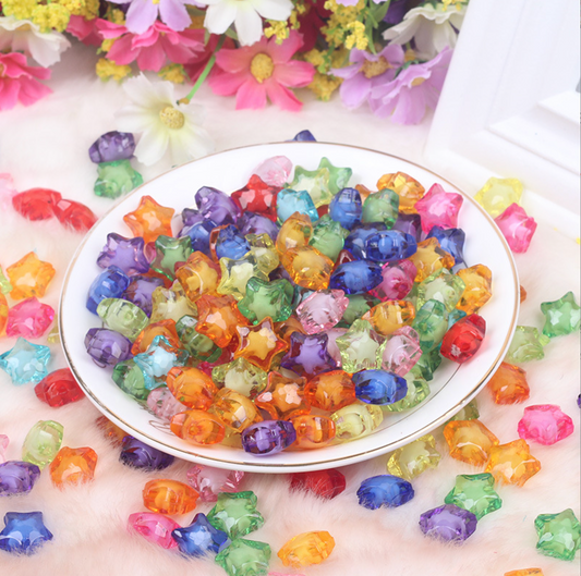 11.7MM Mix Colors Transparent Acrylic Rainbow Star Spacer Beads