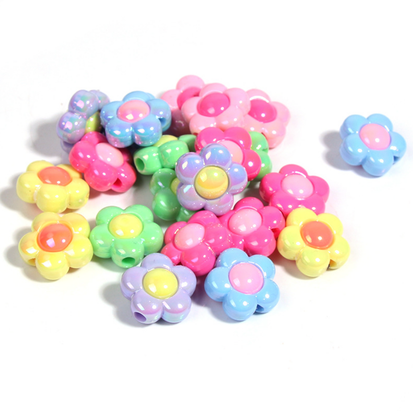 Chunky Two-Toned UV Plated Daisy Flower Bead (16x15x9mm)