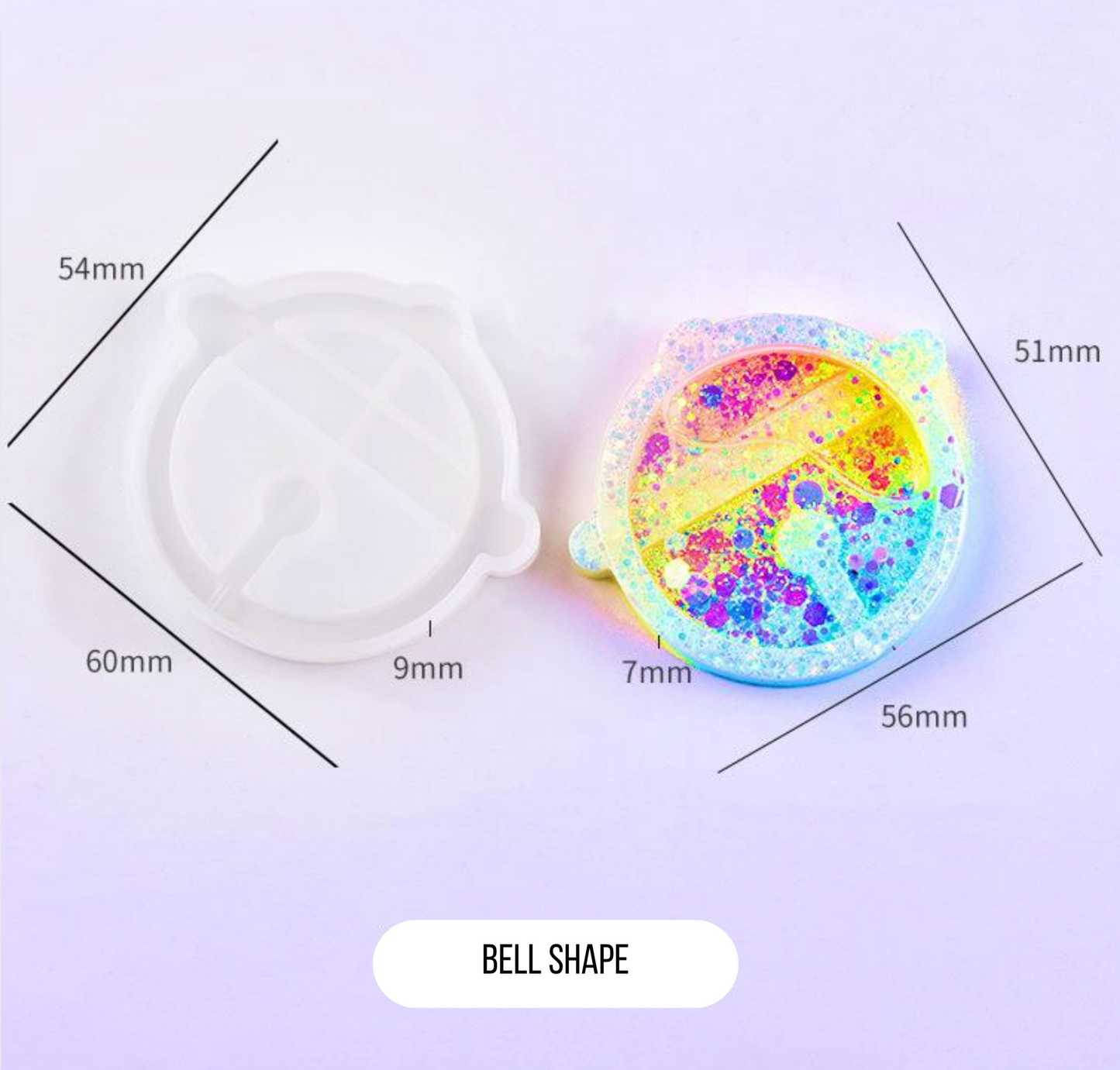 Cute Bell Shaped Shaker Charm Reusable Silicone Mold