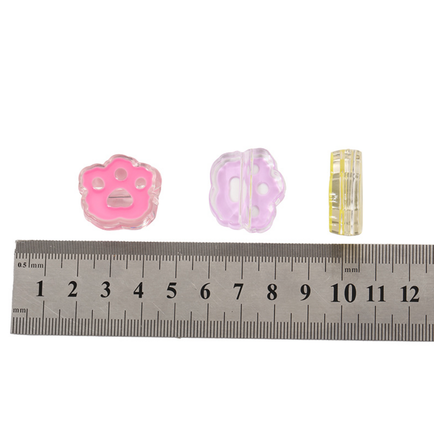 Chunky Transparent Mixed Color Cat Paw Themed Enamel Acrylic Bead