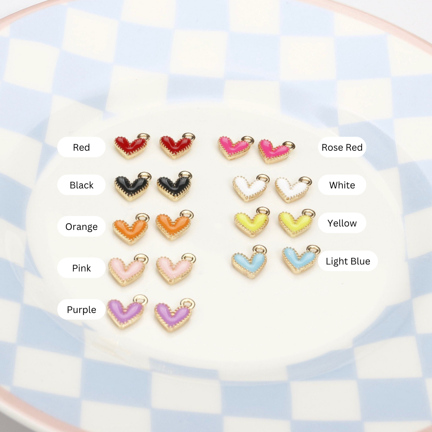 9MM Heart Shaped Enamel Charms