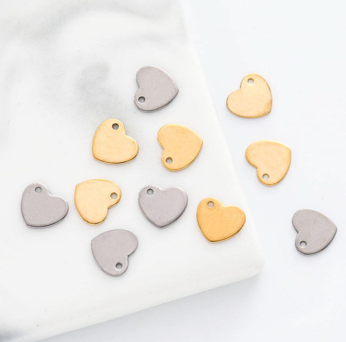 Stainless Steel Heart Shaped Charm Tag (6mm x 7mm)