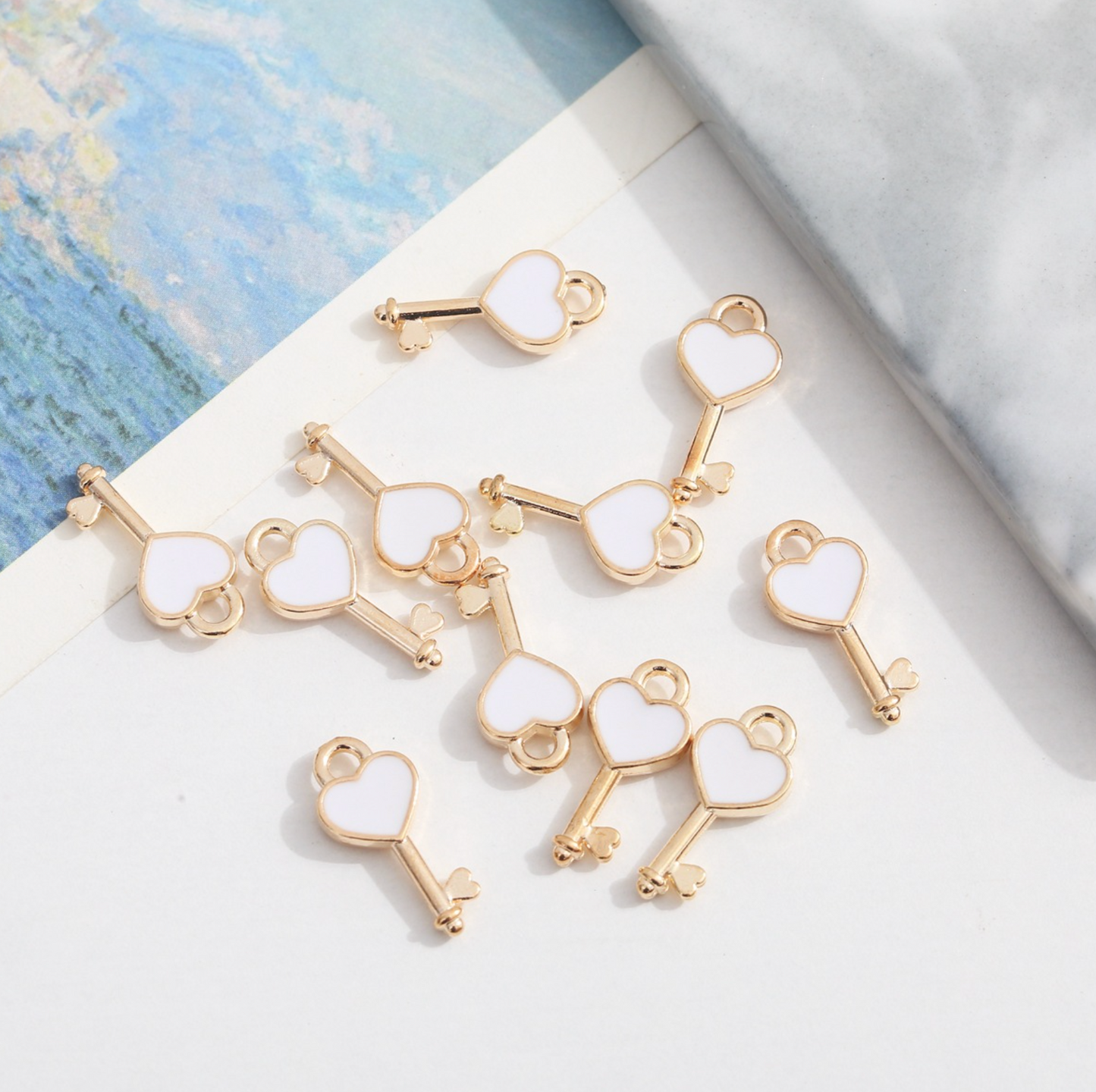 Cute Heart Key Charm (7x16mm)