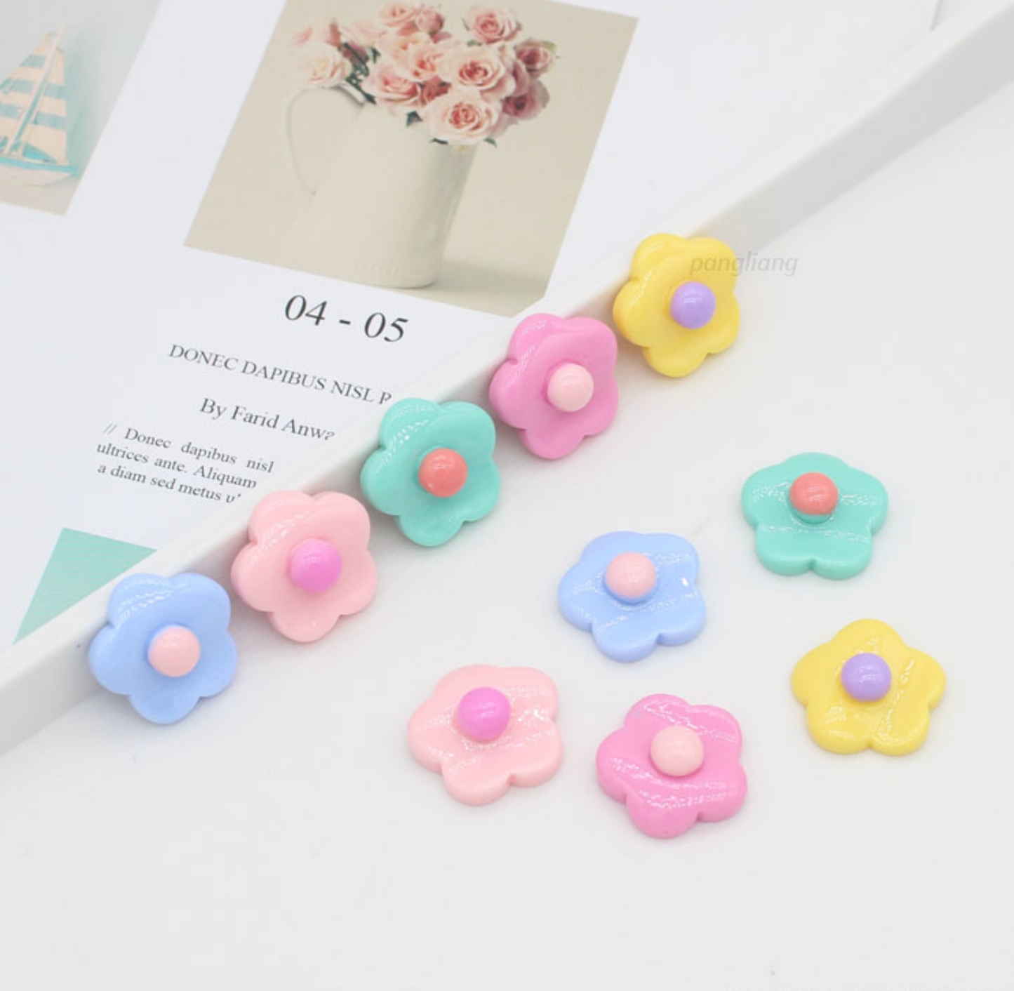 20MM Colorful Flower Themed Cartoon Character Flatback Cabochons