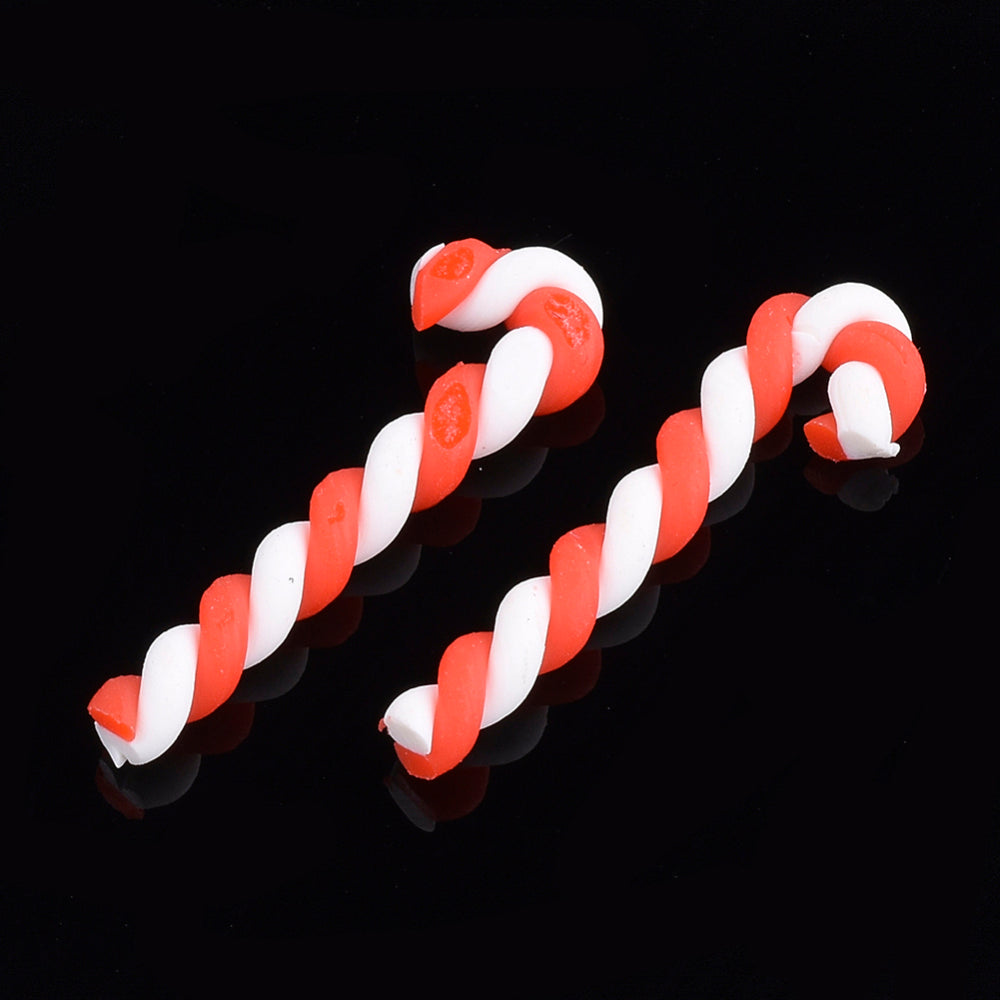 Small Polymer Clay Candy Cane Stick (8MM x 25MM) NOT EDIBLE