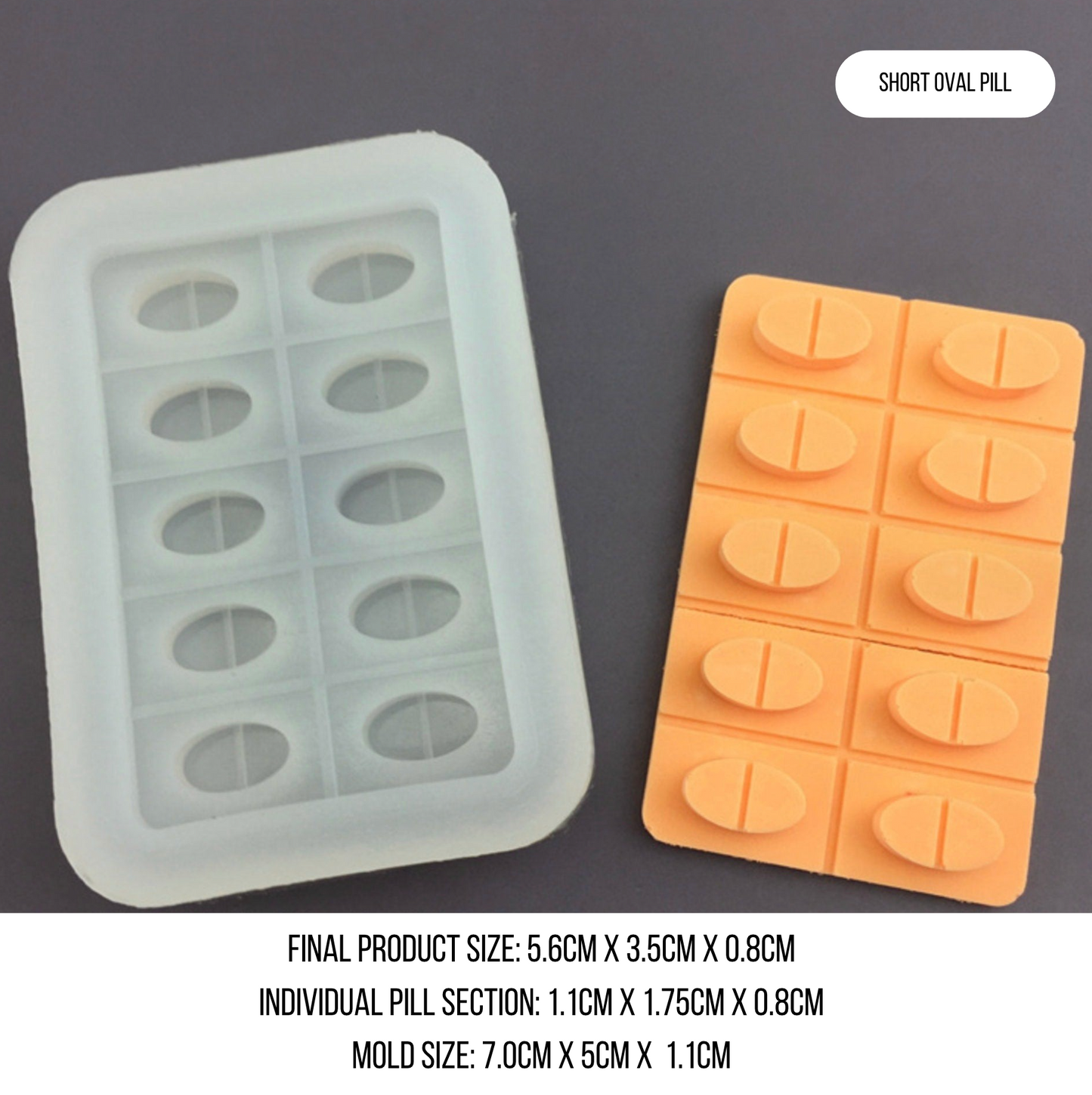 Round Pill Shape, Heart Pill Shape, Oval Pill Shape Medical Themed Silicone Mold
