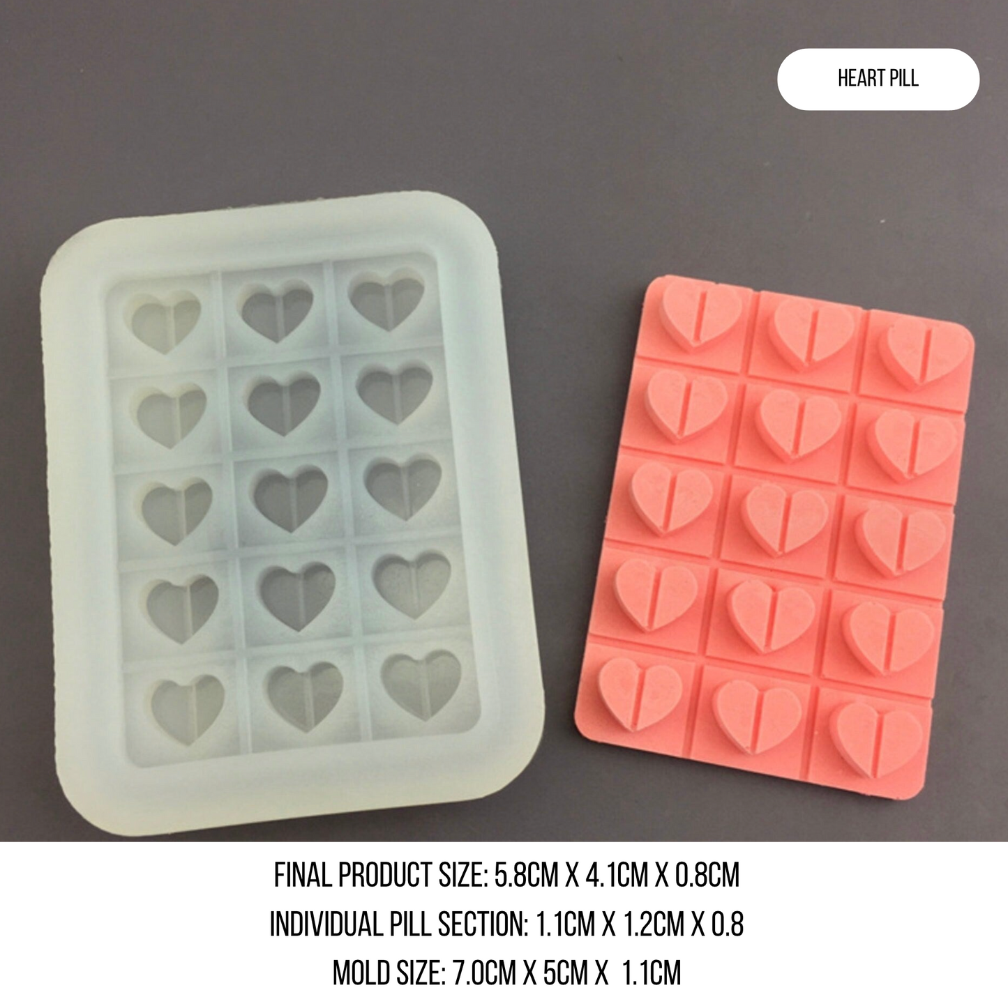 Round Pill Shape, Heart Pill Shape, Oval Pill Shape Medical Themed Silicone Mold