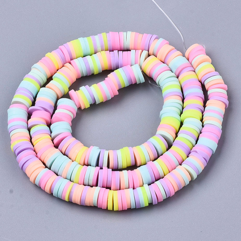 6MM Pastel Rainbow Polymer Clay Heishi Bead Strands (290pcs per strand)
